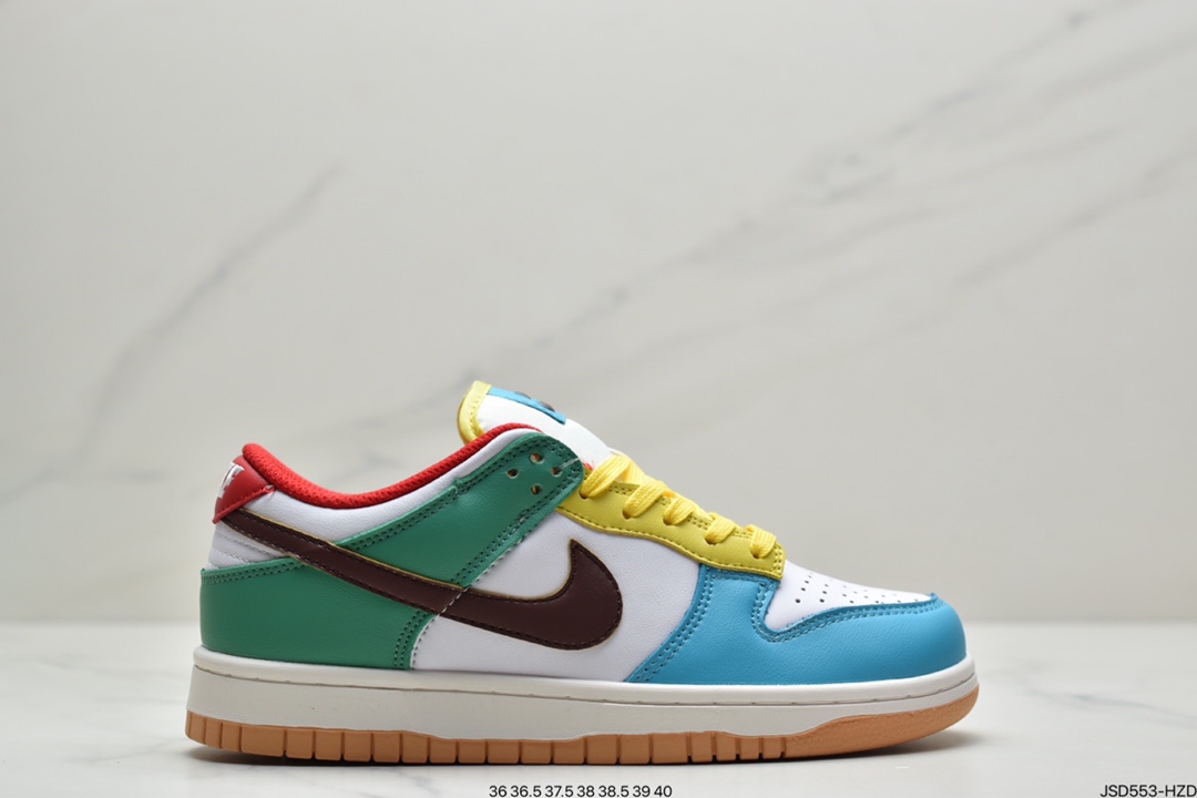 200 耐克SB DUNK 板鞋 白绿黑蓝黄红 彩色拼接 鸳鸯 Nike SB Dunk Low “Free 99”系列  DH0952-100