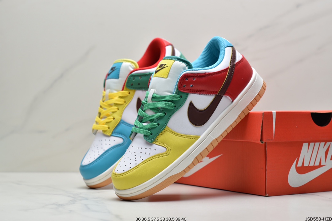 200 耐克SB DUNK 板鞋 白绿黑蓝黄红 彩色拼接 鸳鸯 Nike SB Dunk Low “Free 99”系列  DH0952-100
