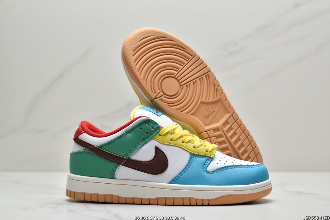 200 耐克SB DUNK 板鞋 白绿黑蓝黄红 彩色拼接 鸳鸯 Nike SB Dunk Low “Free 99”系列  DH0952-100