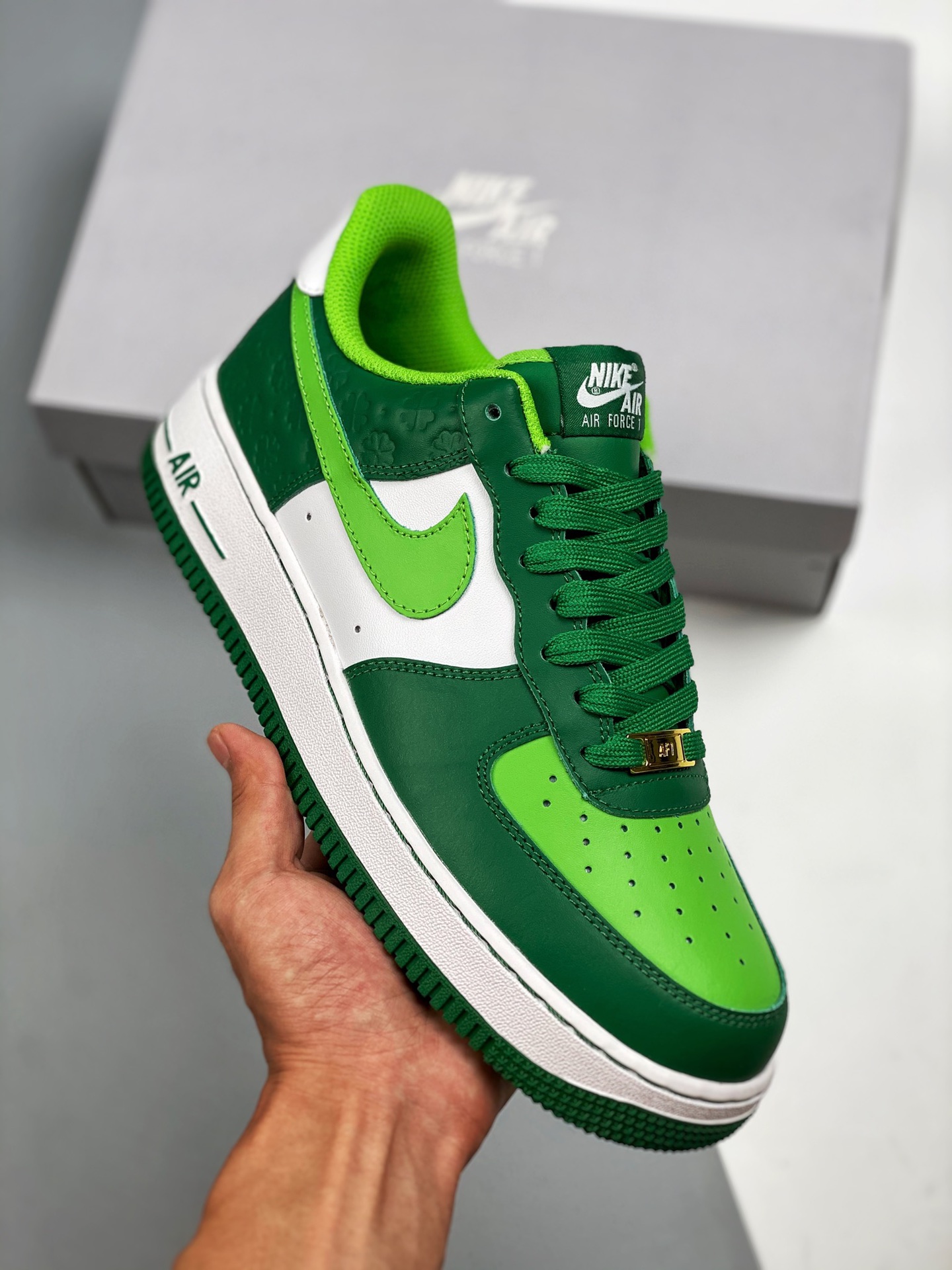 Apoya la tienda 3 Air Force 1 blanco verde, Sanpa, horma original, cartón original, estilo puro de la Fuerza Aérea, enf…