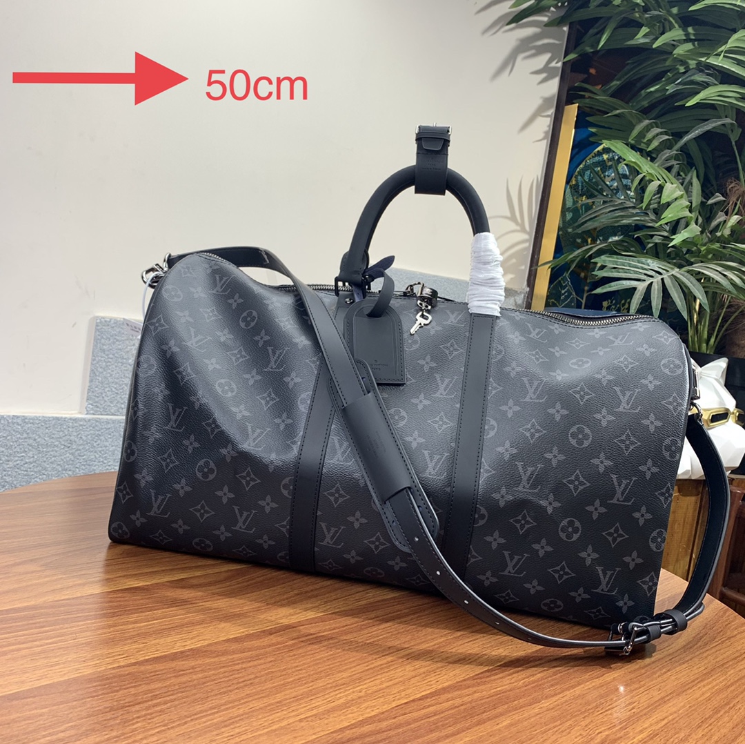 Louis Vuitton LV Keepall Travel Bags Black Monogram Canvas M40567