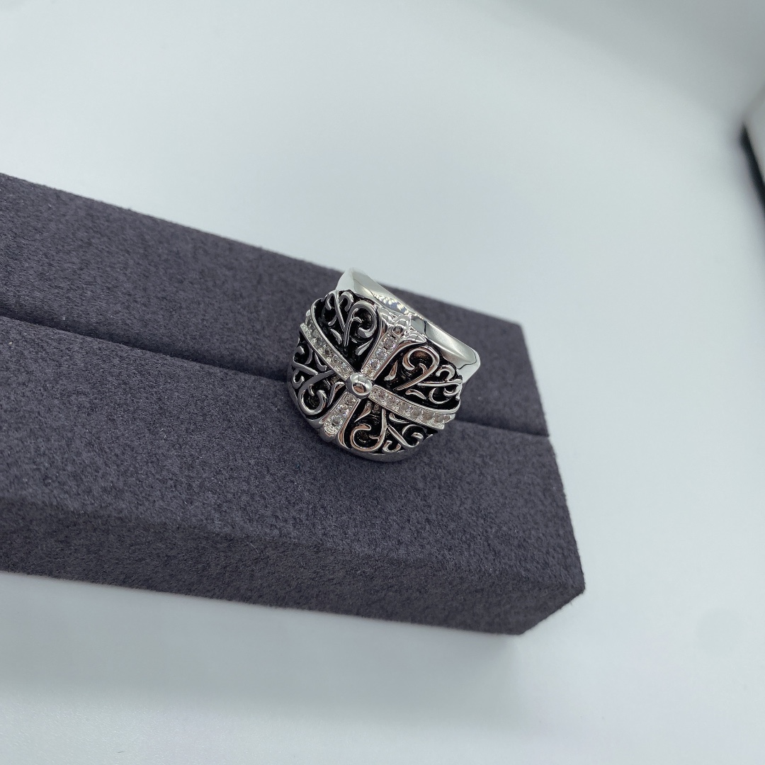 NO:580740,Chrome Hearts New Cross Flower Diamond Ring, Chrome Hearts Ring, chrome hearts, ring19860909克罗心新款十字花镶钻戒指,克罗心戒指,chrome hearts,ring,Jewelry