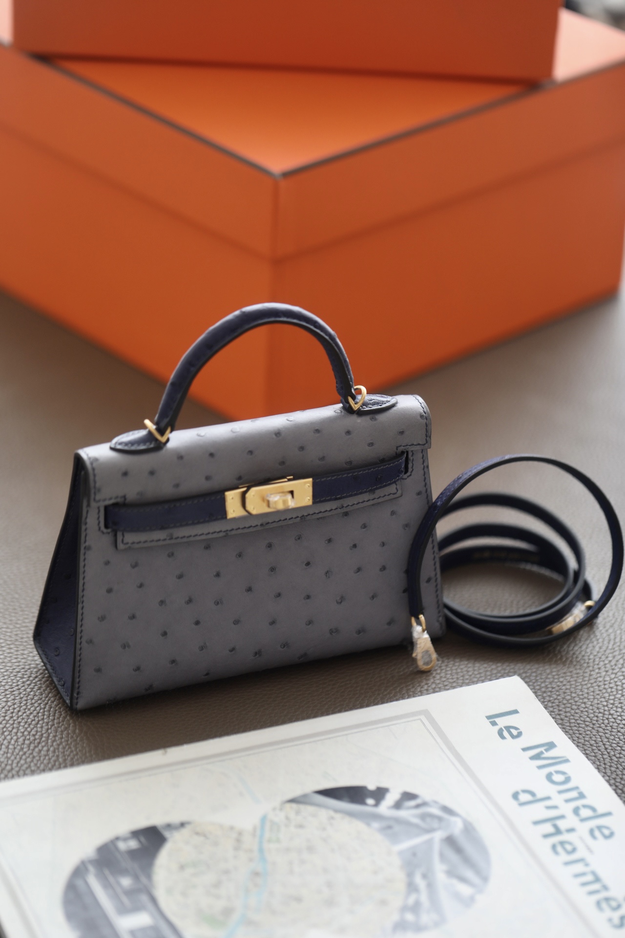 Hermes Kelly Handbags Crossbody & Shoulder Bags Ostrich Leather Mini