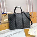 Louis Vuitton LV Sac Plat Bags Briefcase Monogram Canvas Cowhide Fabric Casual