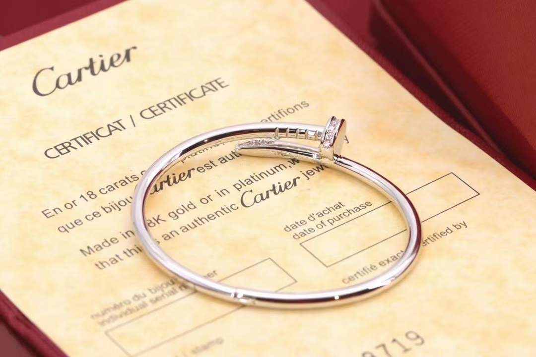 Cartier 卡地亚 Cartier 白金 头尾钻钉子实心手镯
