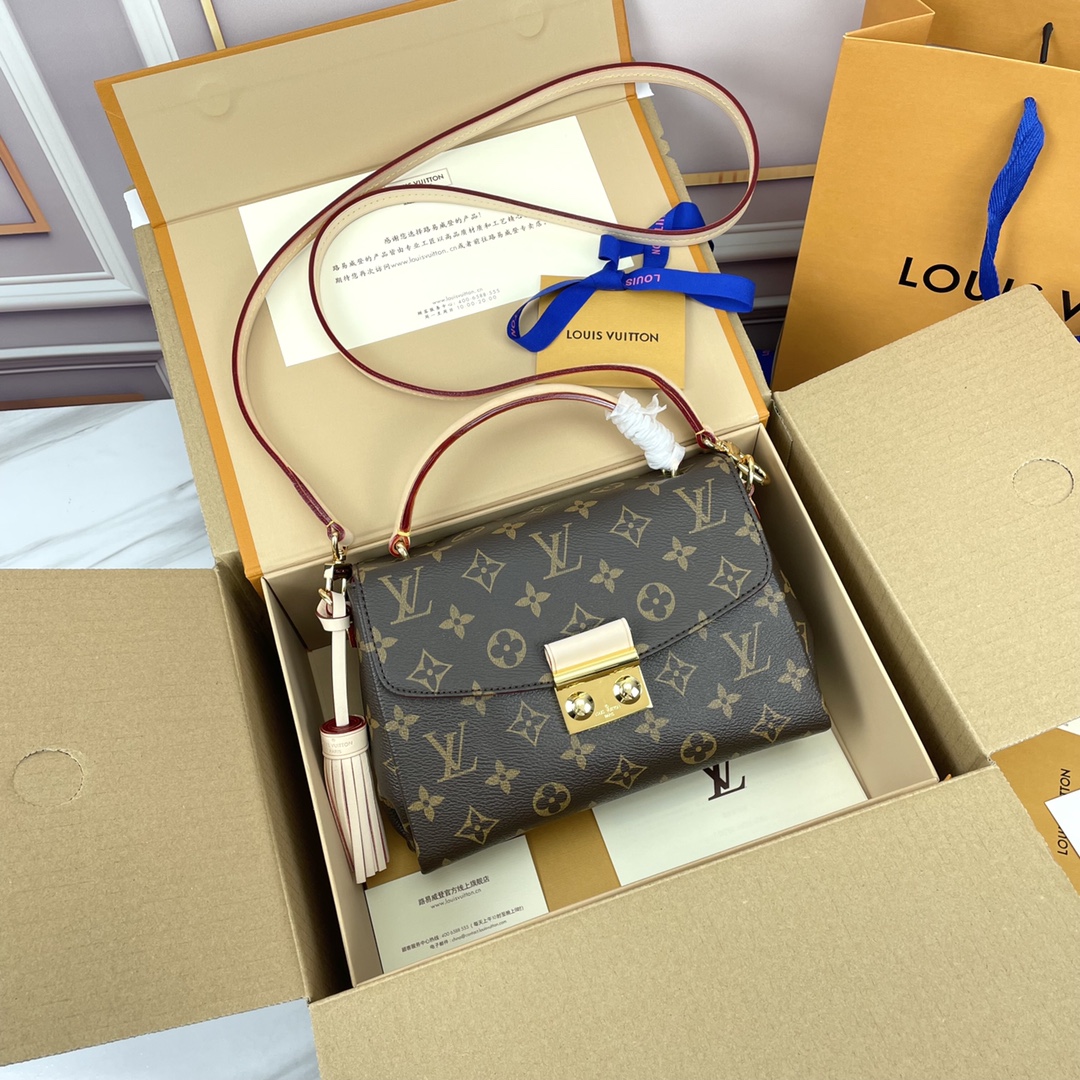Louis Vuitton LV Croisette Bags Handbags Gold Damier Ebene Canvas Cowhide Casual M41581