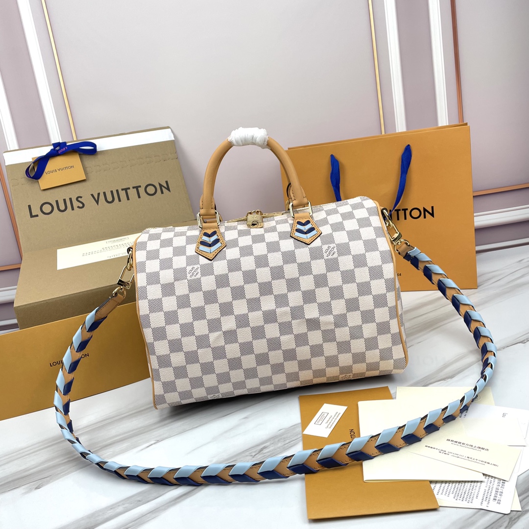 Louis Vuitton LV Speedy Bags Handbags Best Site For Replica
 Weave Damier Azur Canvas N50054