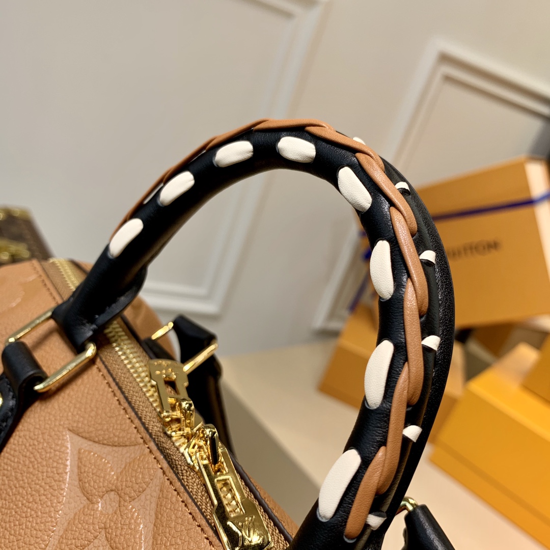 Louis Vuitton LV Speedy Bandoulière 25 豹纹手提包 M45840焦糖色