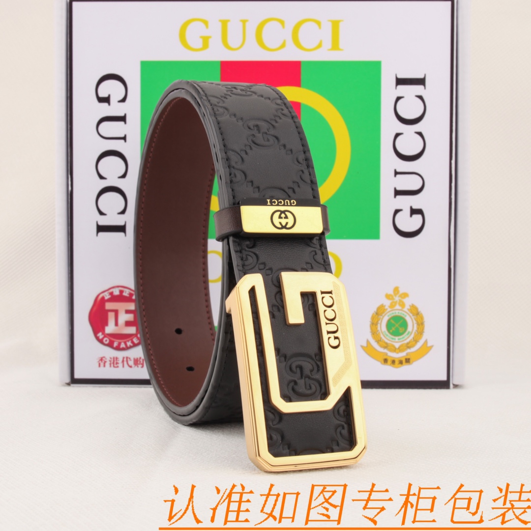 腰带皮带古奇原单带牛皮腰带男款皮带材