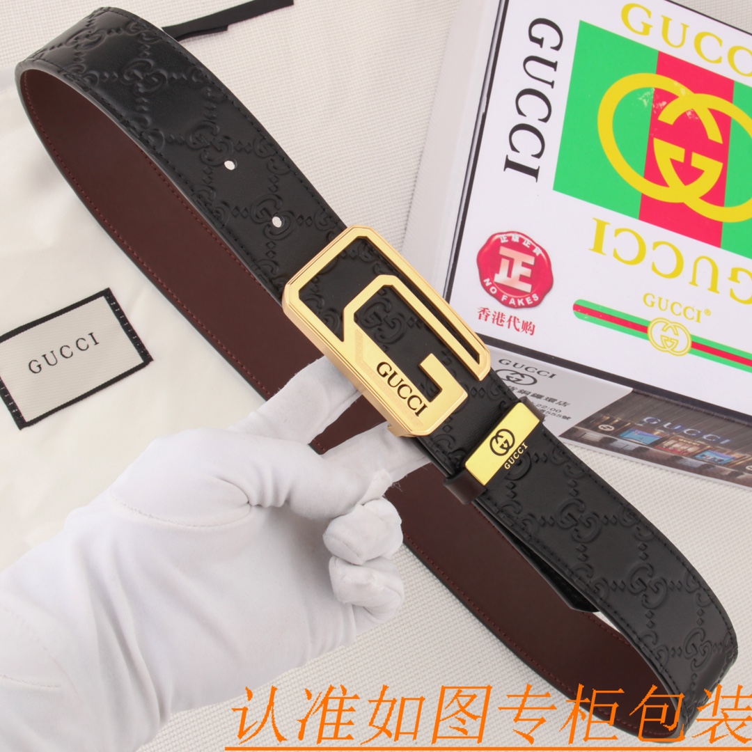 腰带皮带古奇原单带牛皮腰带男款皮带材