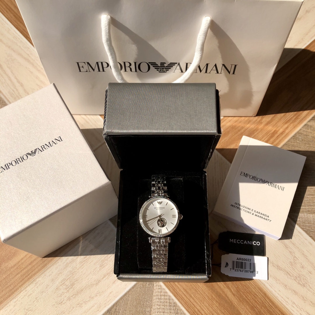Reloj mecánico original Armani completamente automático para mujer, AR60022, estilo italiano clásico y simple, hermoso …
