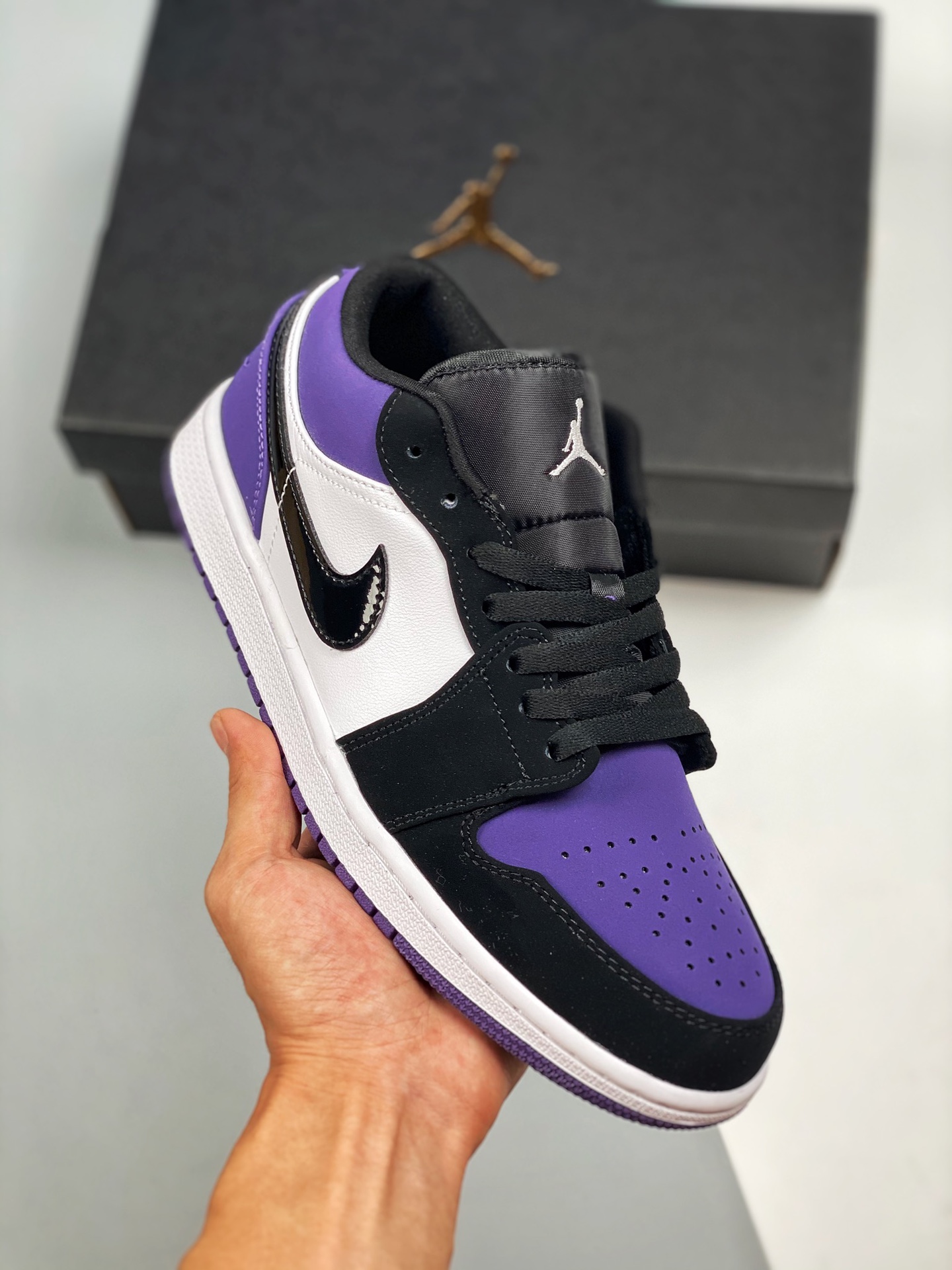 Precio especial de bienvenida👋👋 Air Jordan 1 Low puntera negra y púrpura AJ1 Jordan 1 low top casual zapatillas color…