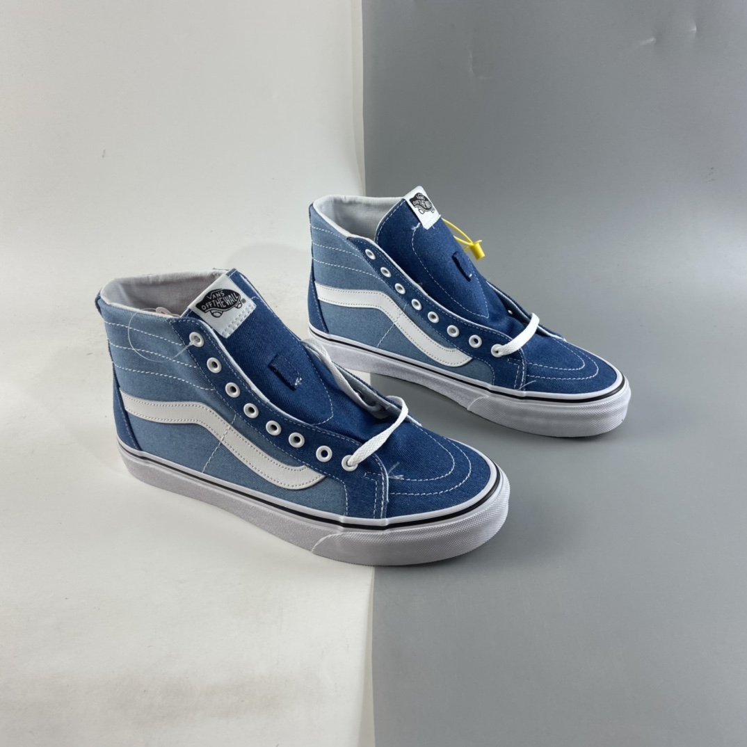 P160  Vans SK8-HI TAPERED 范斯官方水兵月蓝侧边条纹复古高帮帆布鞋 VN0A3MV8Q691