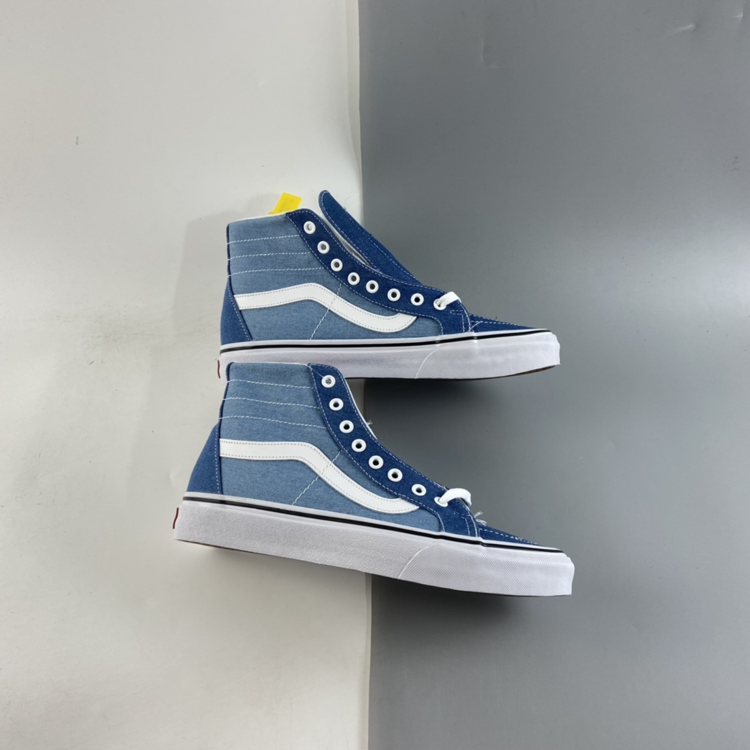 P160  Vans SK8-HI TAPERED 范斯官方水兵月蓝侧边条纹复古高帮帆布鞋 VN0A3MV8Q691