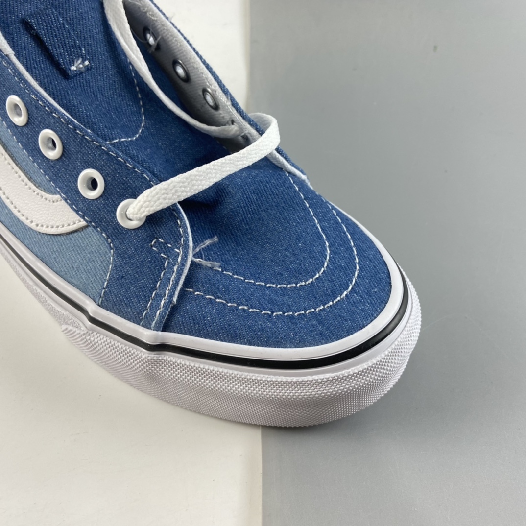 P160  Vans SK8-HI TAPERED 范斯官方水兵月蓝侧边条纹复古高帮帆布鞋 VN0A3MV8Q691