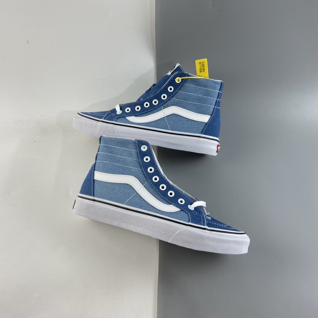 P160  Vans SK8-HI TAPERED 范斯官方水兵月蓝侧边条纹复古高帮帆布鞋 VN0A3MV8Q691