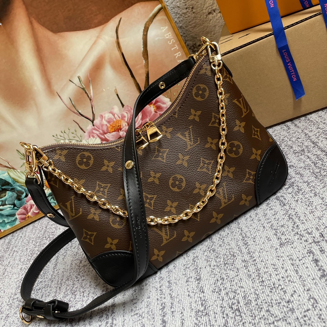 Louis Vuitton LV Boulogne Bags Handbags Black Monogram Canvas Chains M45831