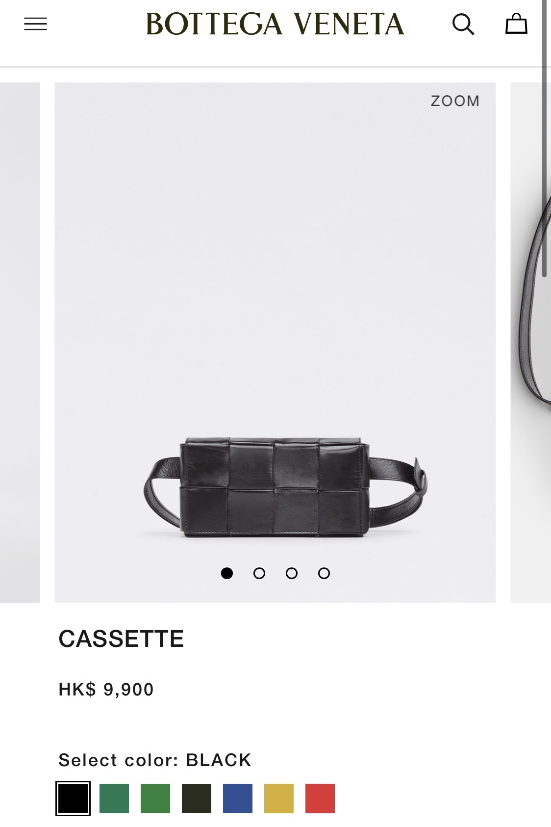 Bottega Veneta葆蝶家 Cassttte四格 651053油蜡皮黑色