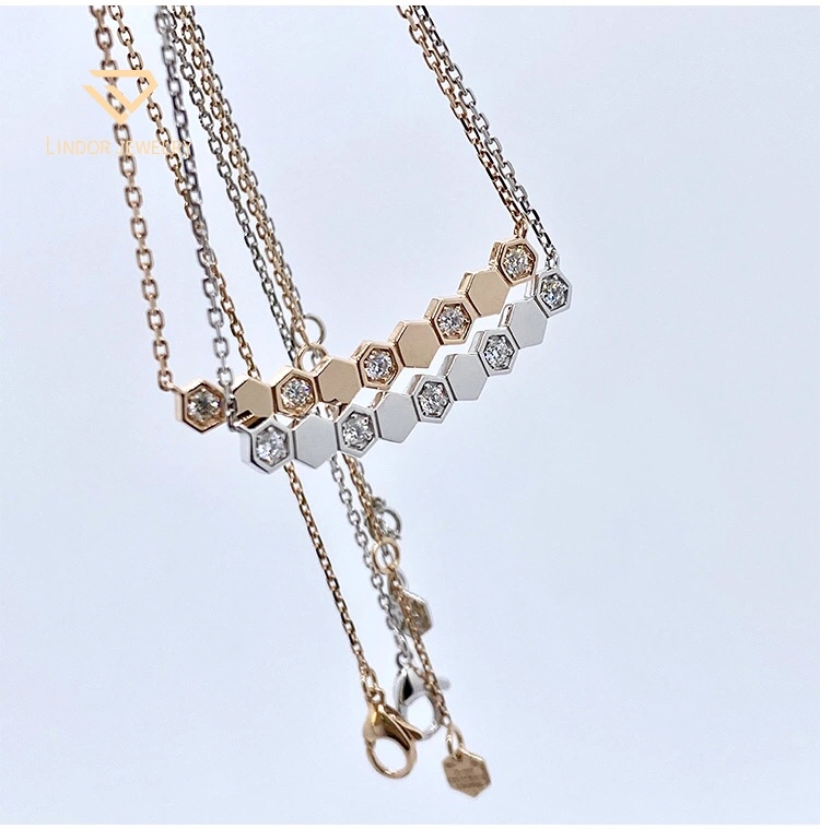 NO:619395,Wang Zha's new style Shangmei honeycomb necklace, very high-end design, every section is sparkling. The facets are carved with imported CNC engraving machine. Made by a large machine, the details are perfect. White gold and rose gold, Shangmei, necklace19860909王炸新款 尚美 蜂巢项链,非常高级的设计, 每个切面都很闪 用进口cnc精雕机精雕出来的切面 大机器做出来的,细节堪称完美 白金玫金,尚美,necklace,Jewelry