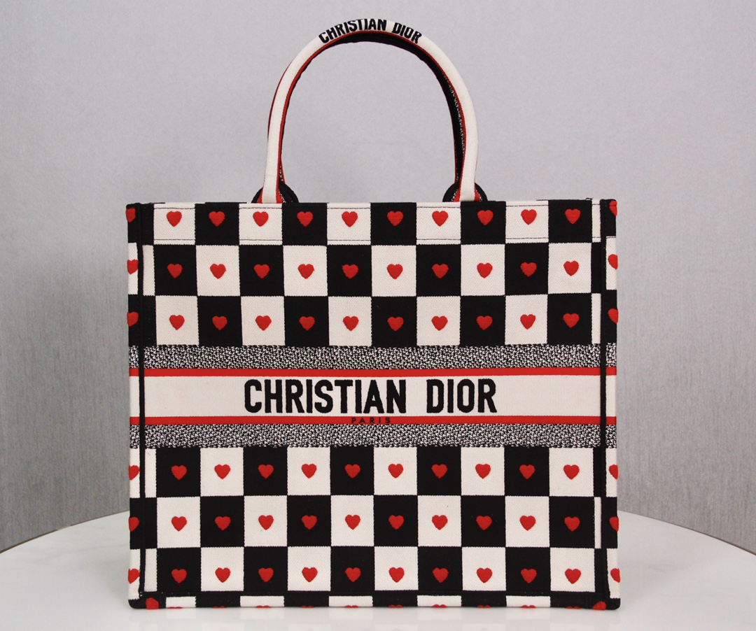 Dior Book Tote Good
 Handbags Tote Bags mirror copy luxury
 Red White Embroidery