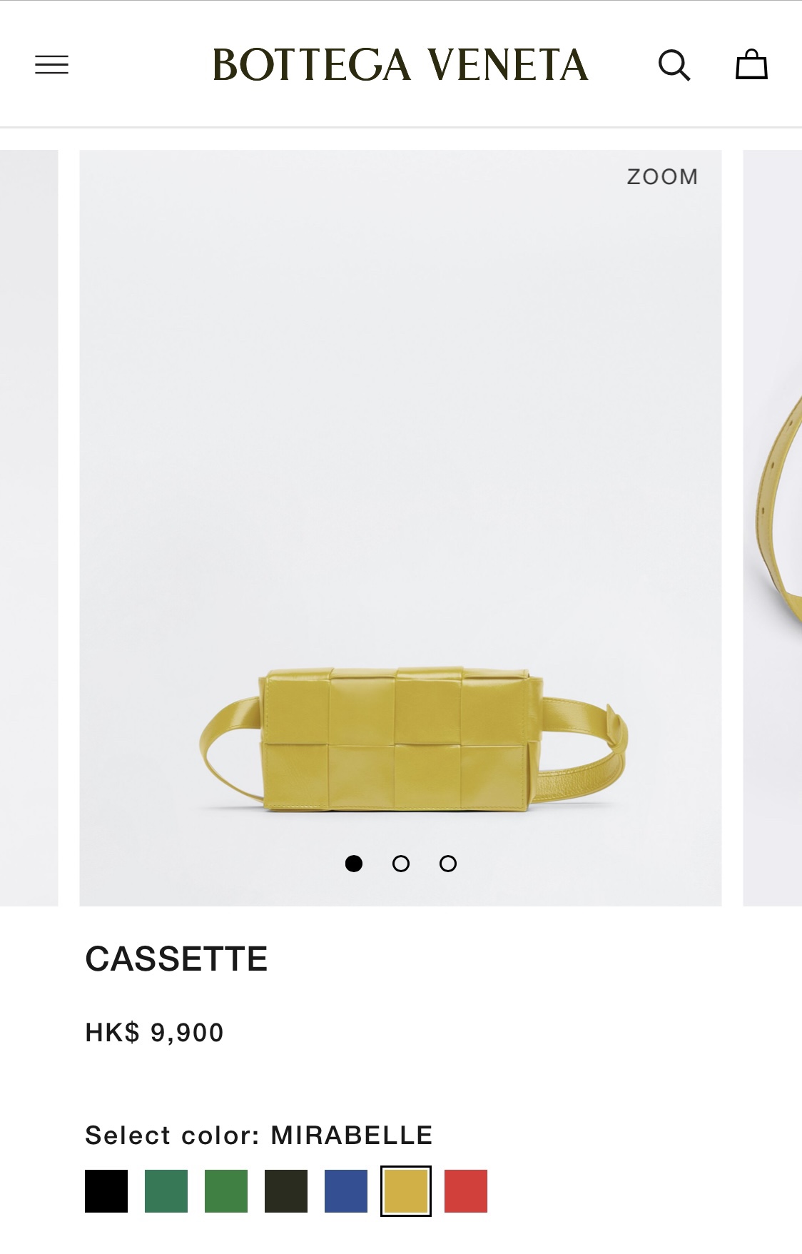 Bottega Veneta葆蝶家 Cassttte四格 651053油蜡皮黄香李色