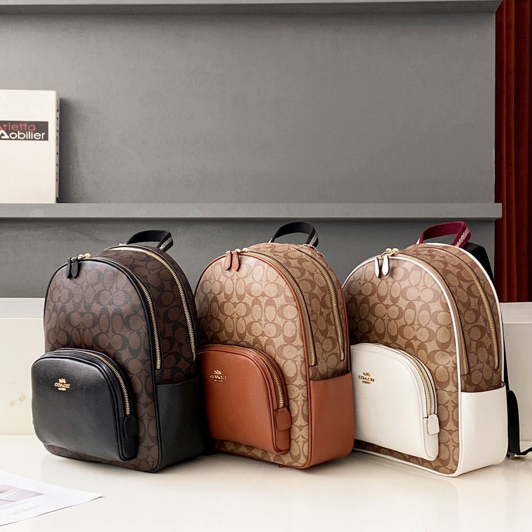 Coach coach5671 蔻驰Court系列奥莱新款中号女士双肩包，旅行书包背包 尺寸27.36.13