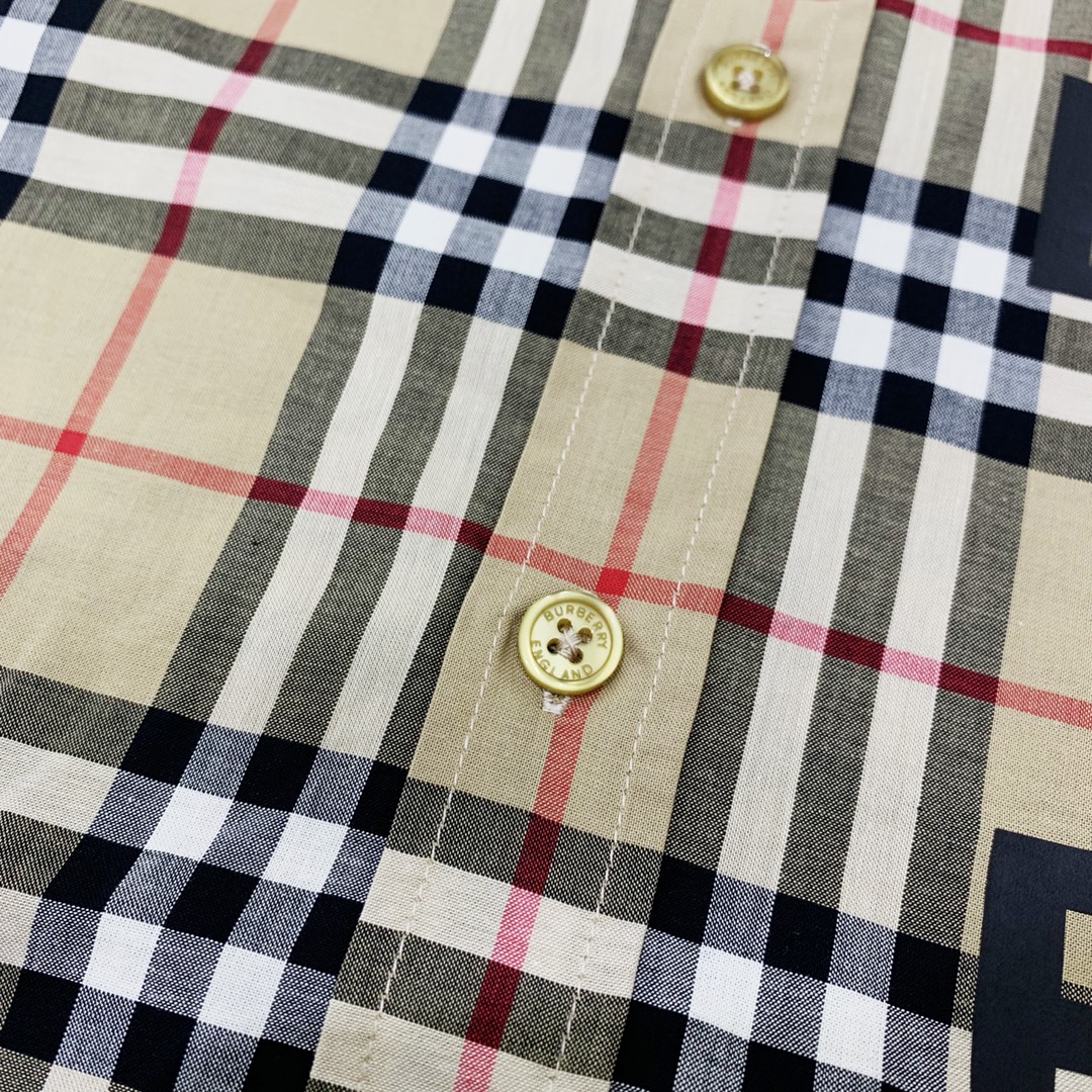 220 Burberry/巴宝莉 19FW格子下摆字母Logo长袖衬衫