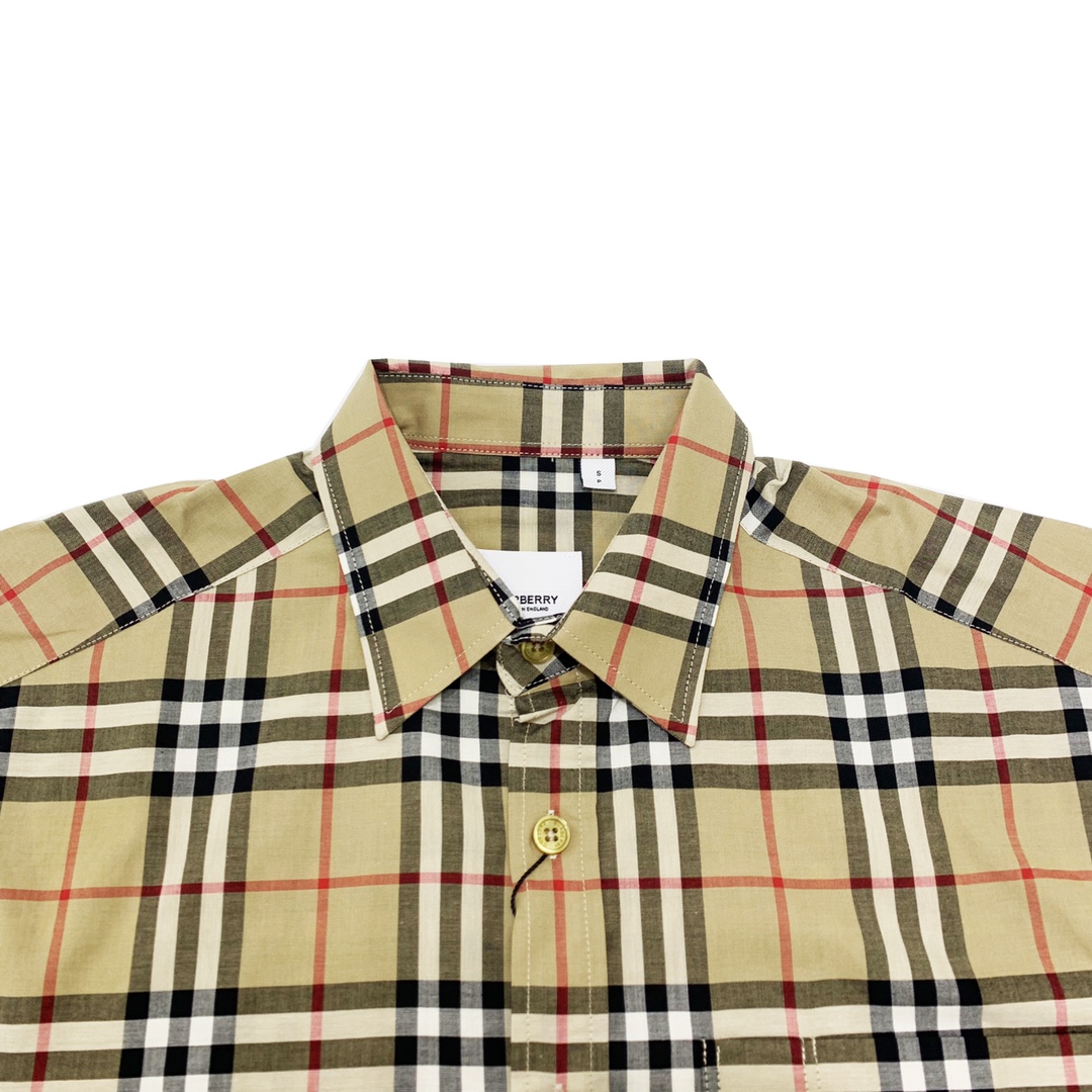 220 Burberry/巴宝莉 19FW格子下摆字母Logo长袖衬衫