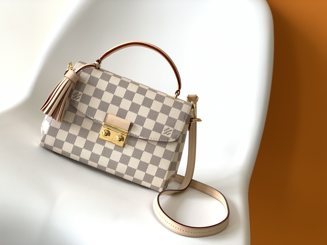 Louis Vuitton LV Croisette Sacs À Main Sacs Besace Replices de mode luxe
 Blanc Damier Azur Fashion N53000