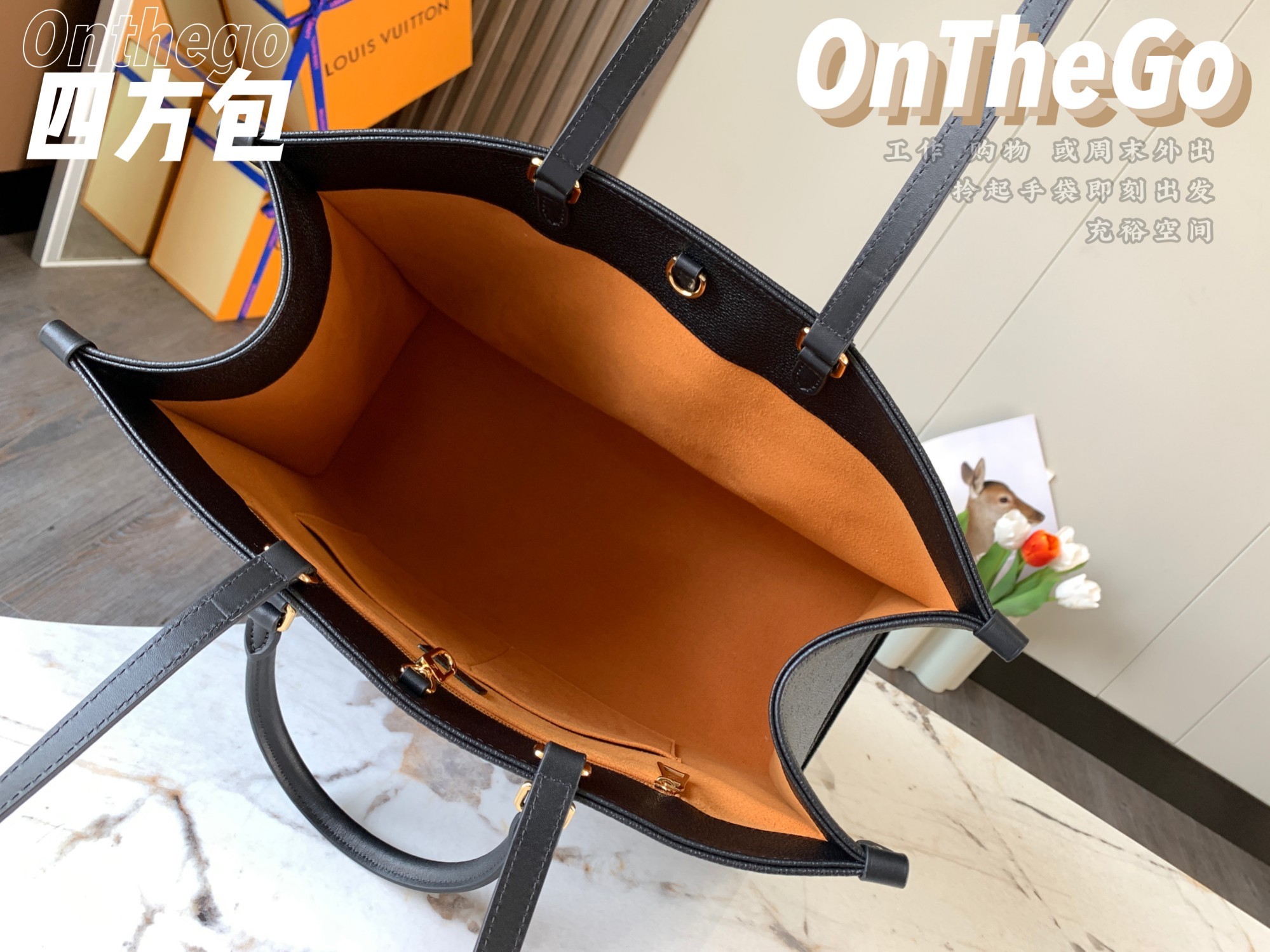 特级原厂皮全钢五金M44925黑色压花ONTHEGO大号手袋压花工作购物或周末出游拎起Onthego手袋