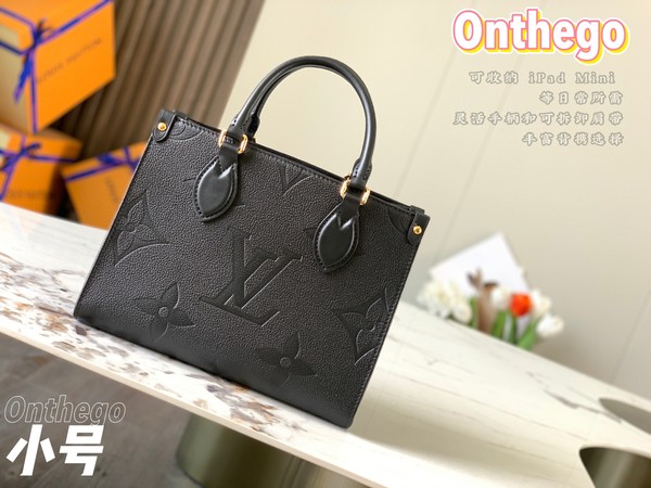 Louis Vuitton LV Onthego Handbags Tote Bags Black All Steel Empreinte​ Mini M45653