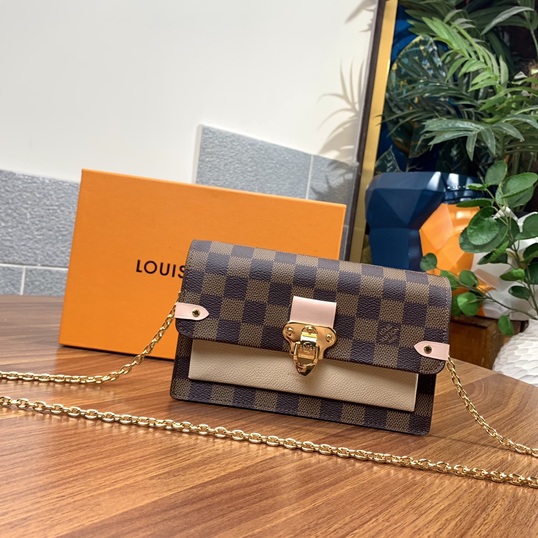 Louis Vuitton LV Vavin Wallet Gold Pink Canvas Chains N60237