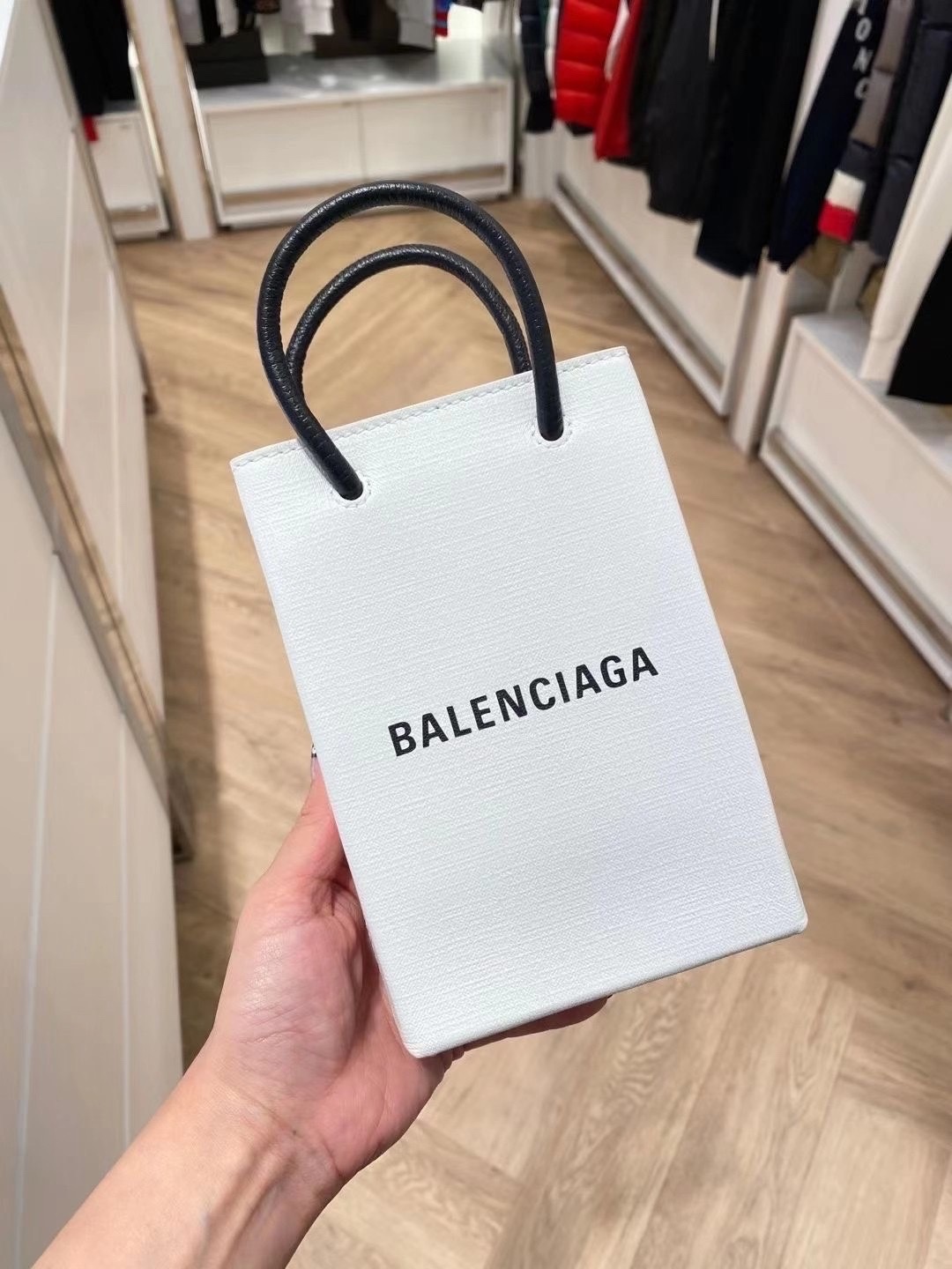 Balenciaga Shopping 12CM Bag 十字纹白色购物纸袋包 593826