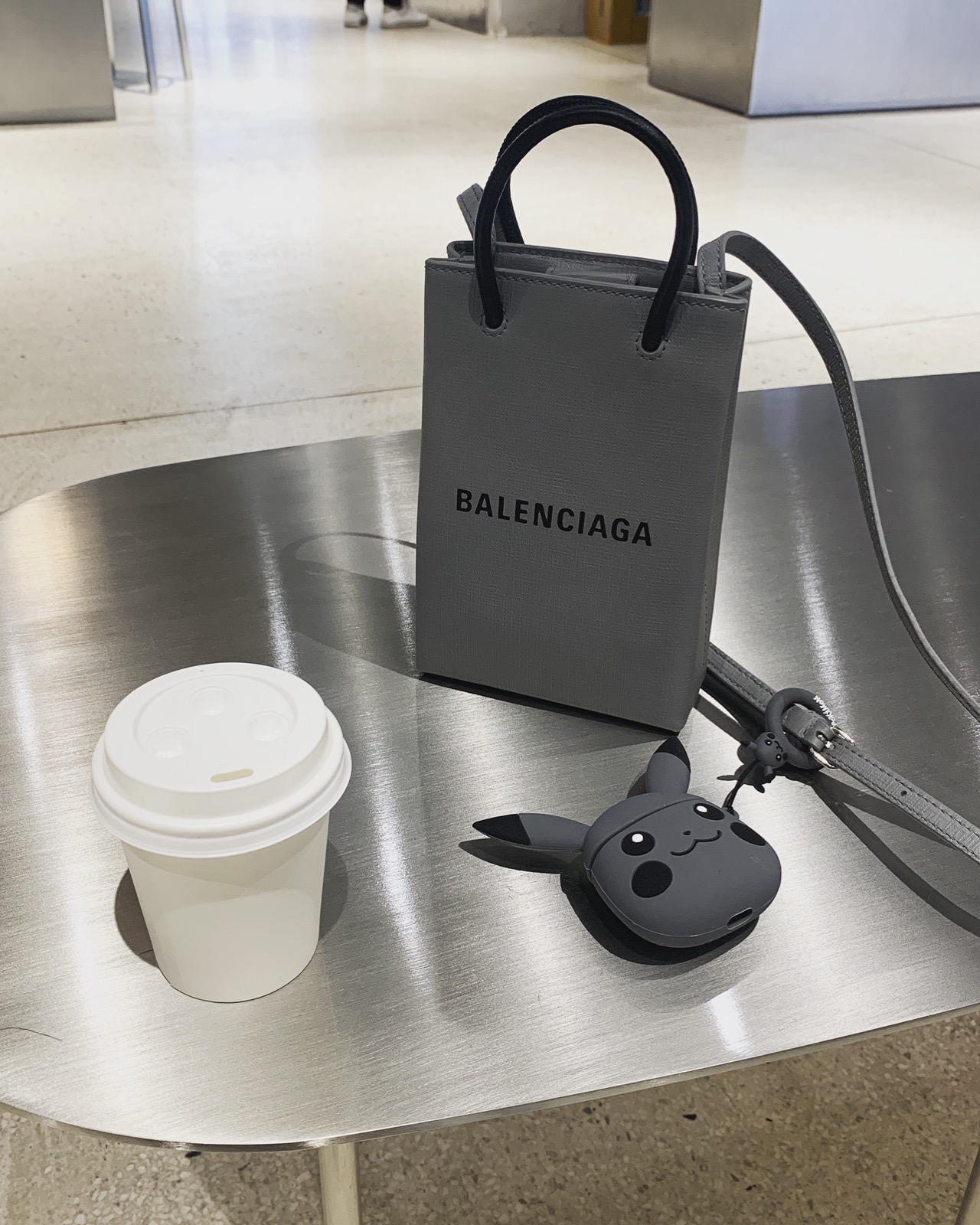 Balenciaga Shopping 12CM Bag 购物纸袋包 593826十字纹石墨灰