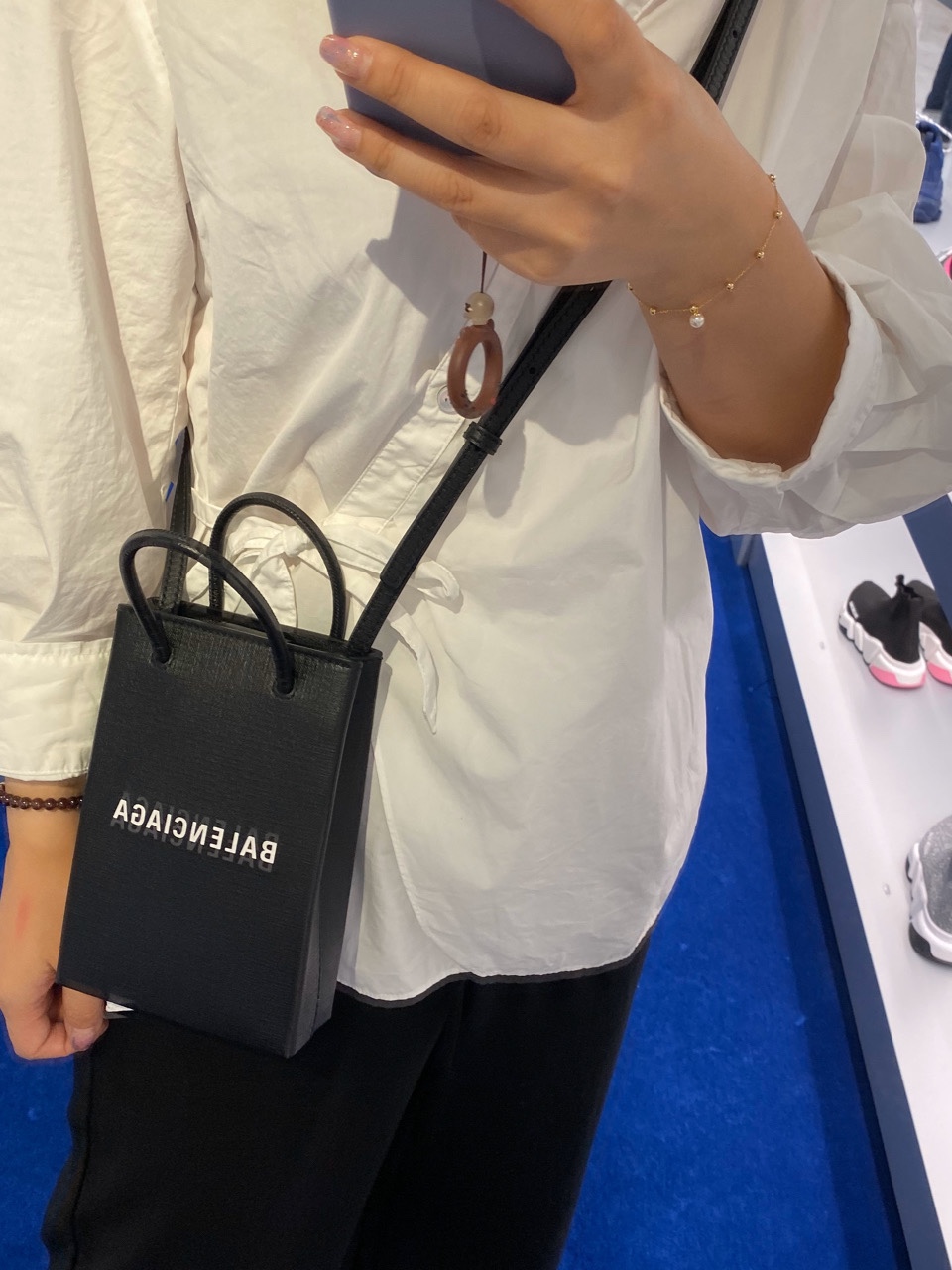 Balenciaga Shopping 12CM Bag 十字纹黑色购物纸袋包 593826