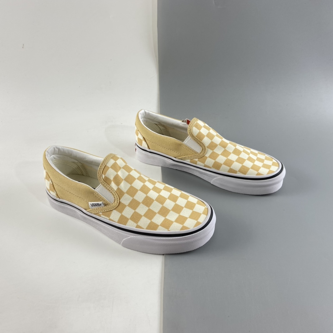 P140  Vans OG Classic Slip-On 范斯 一脚蹬棋盘格 卡其色 经典懒人套男女款低帮帆布鞋 VN0A33TB43A