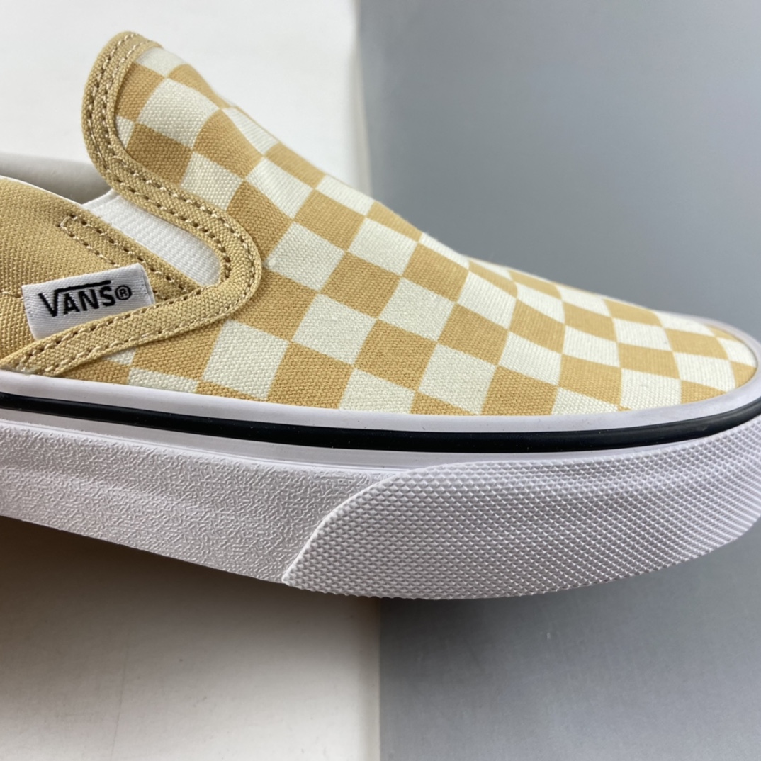 P140  Vans OG Classic Slip-On 范斯 一脚蹬棋盘格 卡其色 经典懒人套男女款低帮帆布鞋 VN0A33TB43A