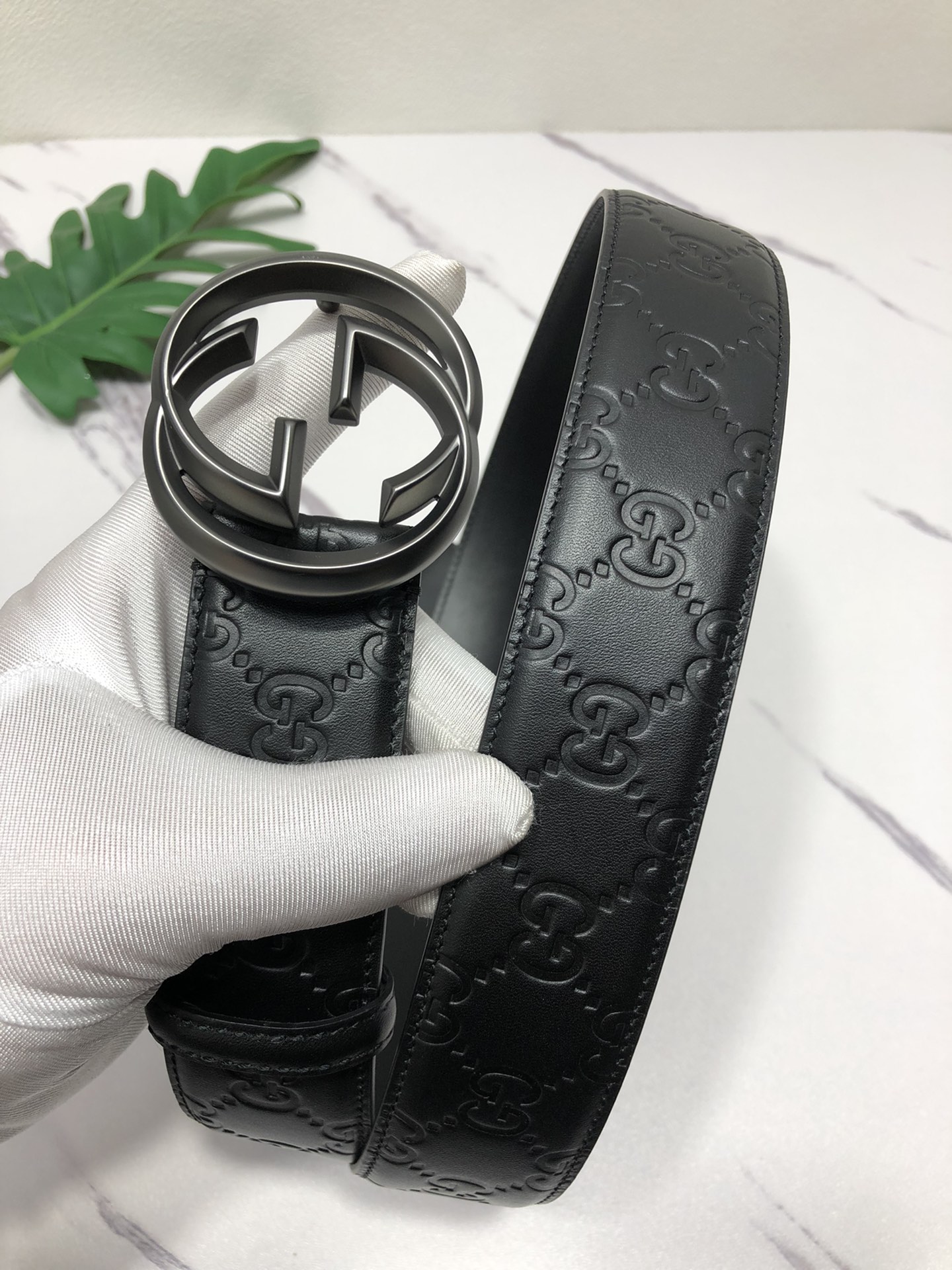 配全套包装礼盒古驰原单头层牛皮压G面
