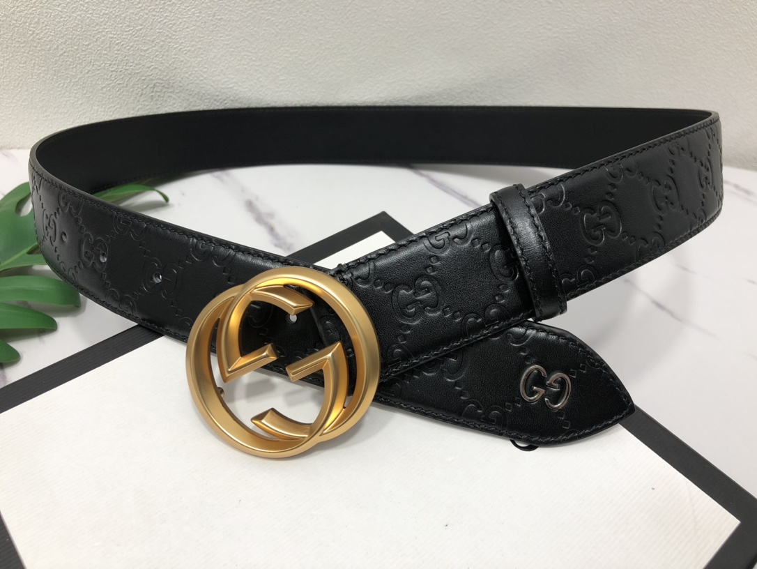 配全套包装礼盒古驰原单头层牛皮压G面