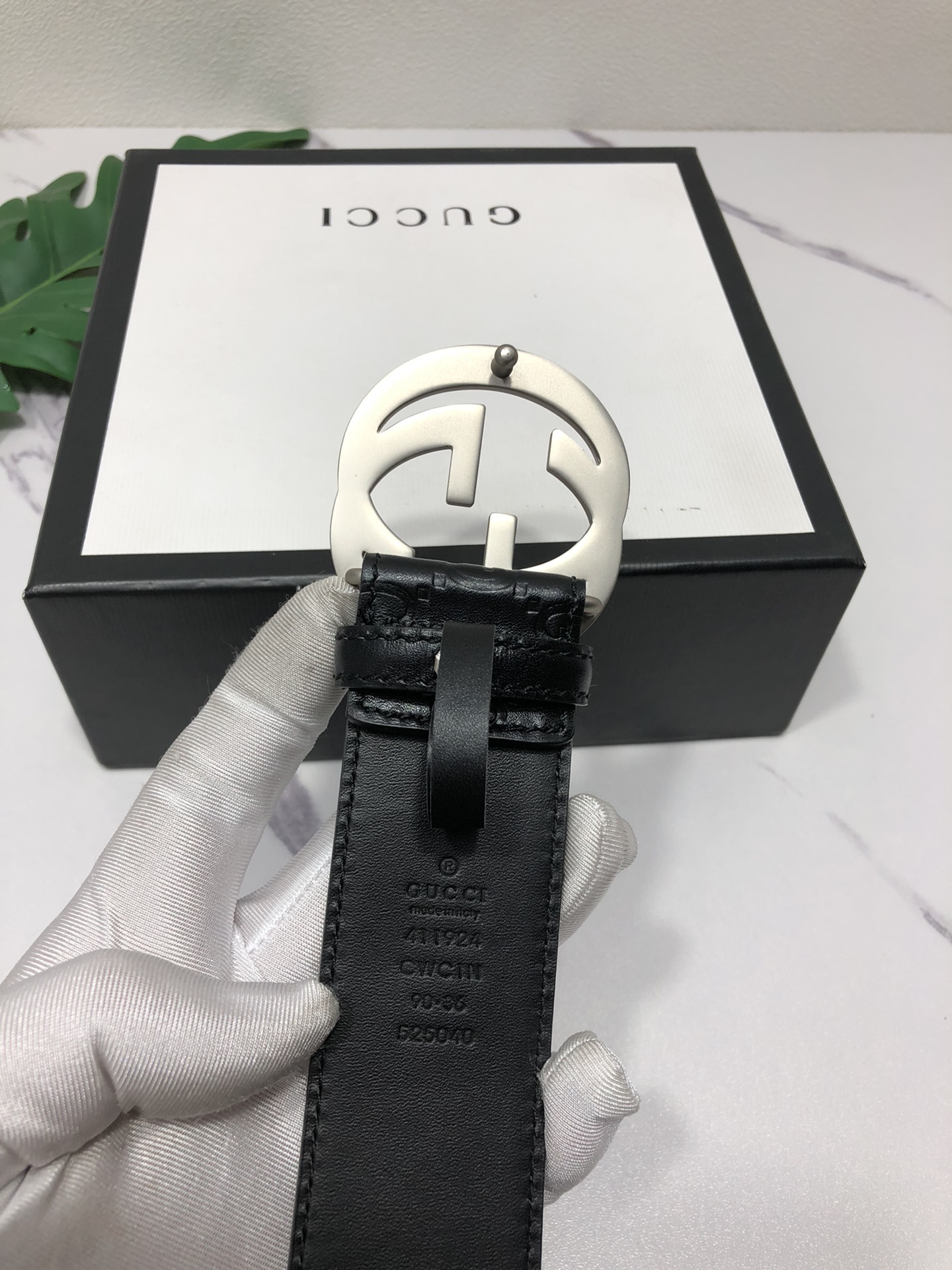 配全套包装礼盒古驰原单头层牛皮压G面