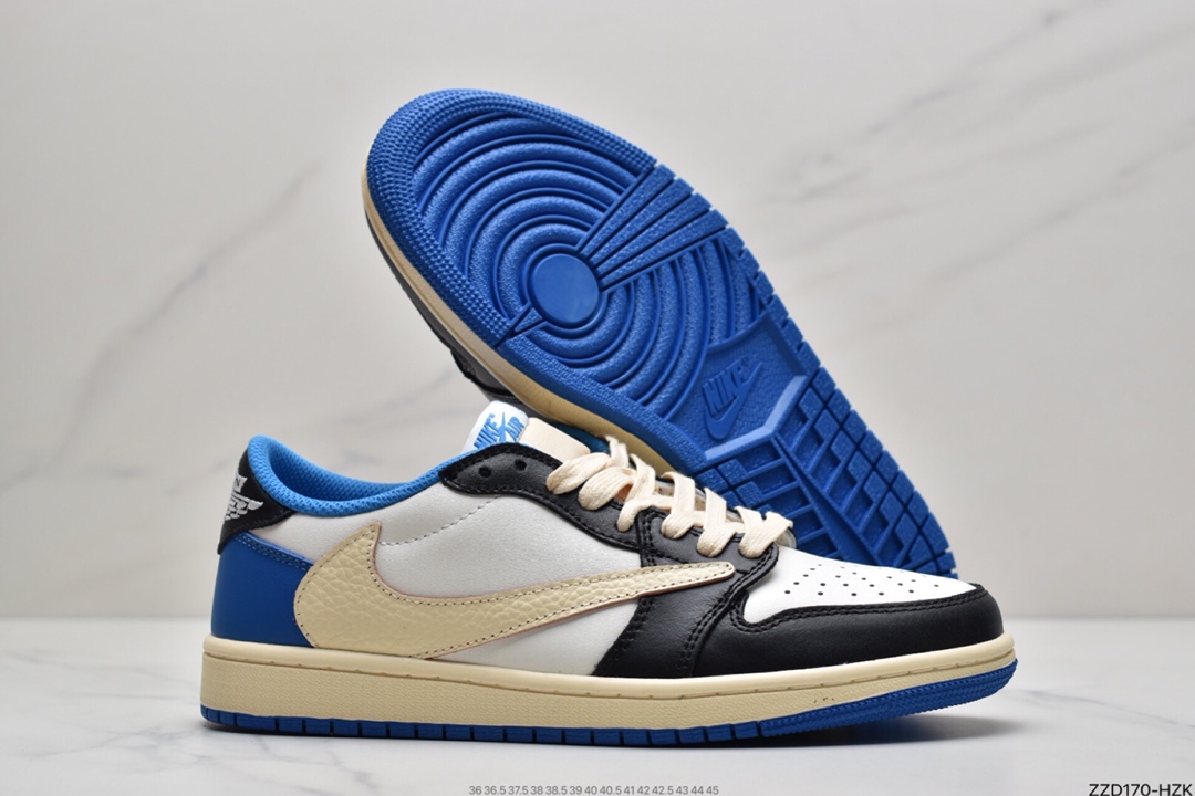 250 Travis Scott x Fragment x Air Jordan 1 Low“Military Blue”闪电倒钩低帮 DM7866-140
