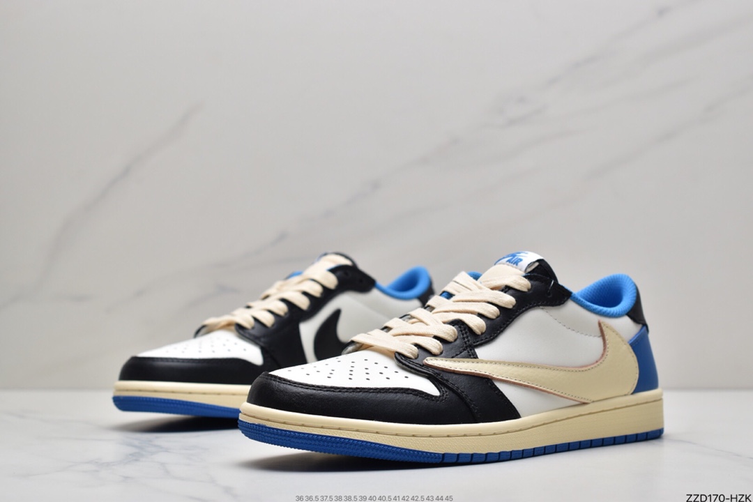 250 Travis Scott x Fragment x Air Jordan 1 Low“Military Blue”闪电倒钩低帮 DM7866-140