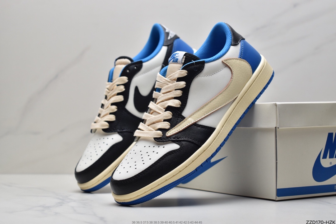 250 Travis Scott x Fragment x Air Jordan 1 Low“Military Blue”闪电倒钩低帮 DM7866-140