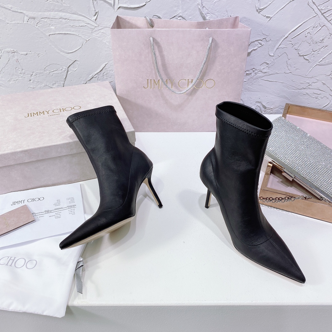 Fashionable High-Quality Jimmy Choo21 Pointy Boots: Comfortable Italian Imports in Two Colors - 图片 2