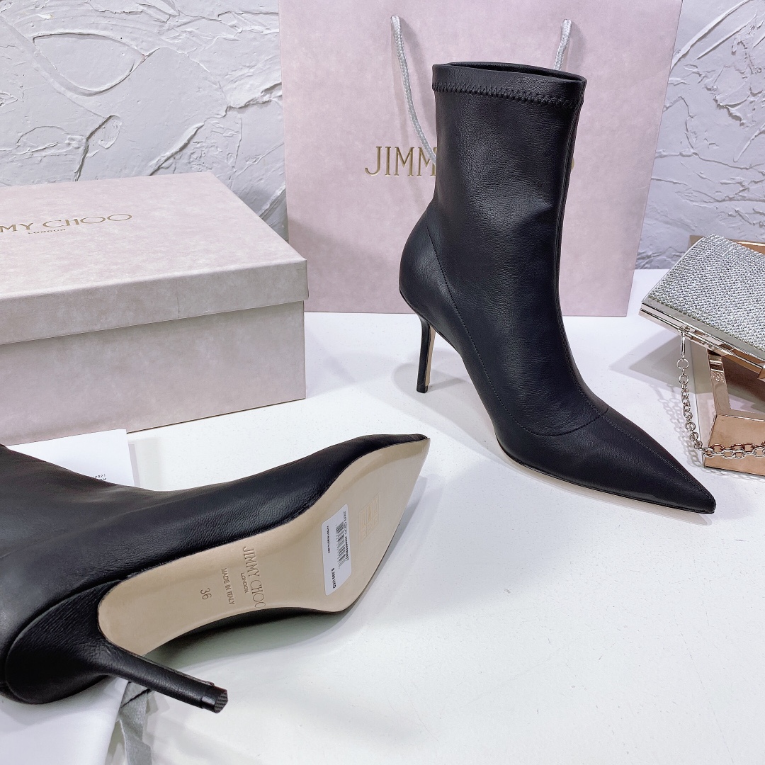 Fashionable High-Quality Jimmy Choo21 Pointy Boots: Comfortable Italian Imports in Two Colors - 图片 4