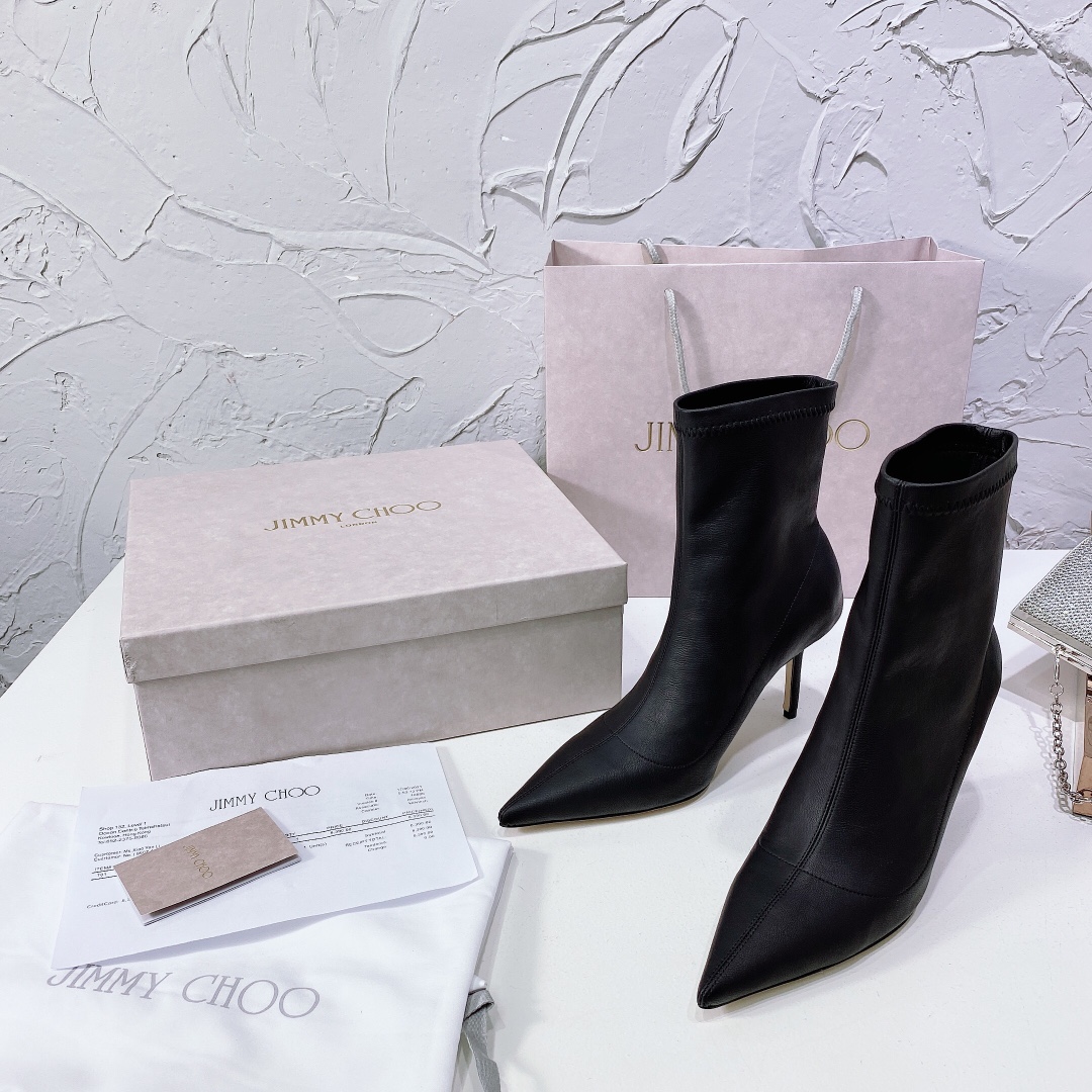 Fashionable High-Quality Jimmy Choo21 Pointy Boots: Comfortable Italian Imports in Two Colors