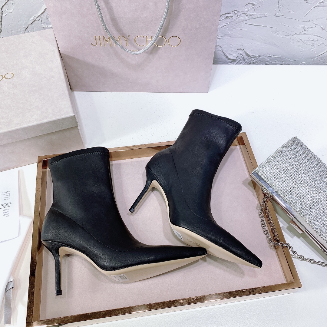 Fashionable High-Quality Jimmy Choo21 Pointy Boots: Comfortable Italian Imports in Two Colors - 图片 9