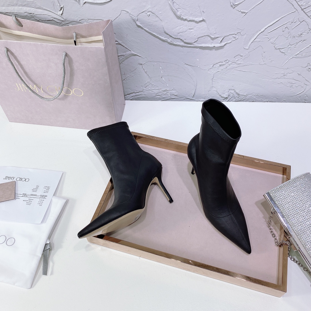 Fashionable High-Quality Jimmy Choo21 Pointy Boots: Comfortable Italian Imports in Two Colors - 图片 6