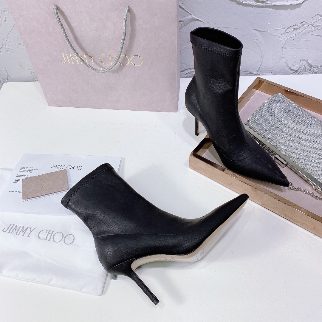 Fashionable High-Quality Jimmy Choo21 Pointy Boots: Comfortable Italian Imports in Two Colors - 图片 8