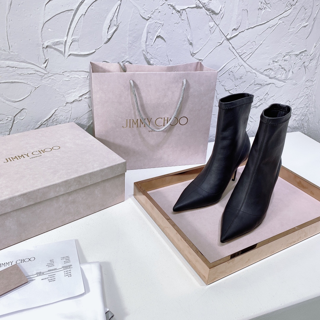 Fashionable High-Quality Jimmy Choo21 Pointy Boots: Comfortable Italian Imports in Two Colors - 图片 5